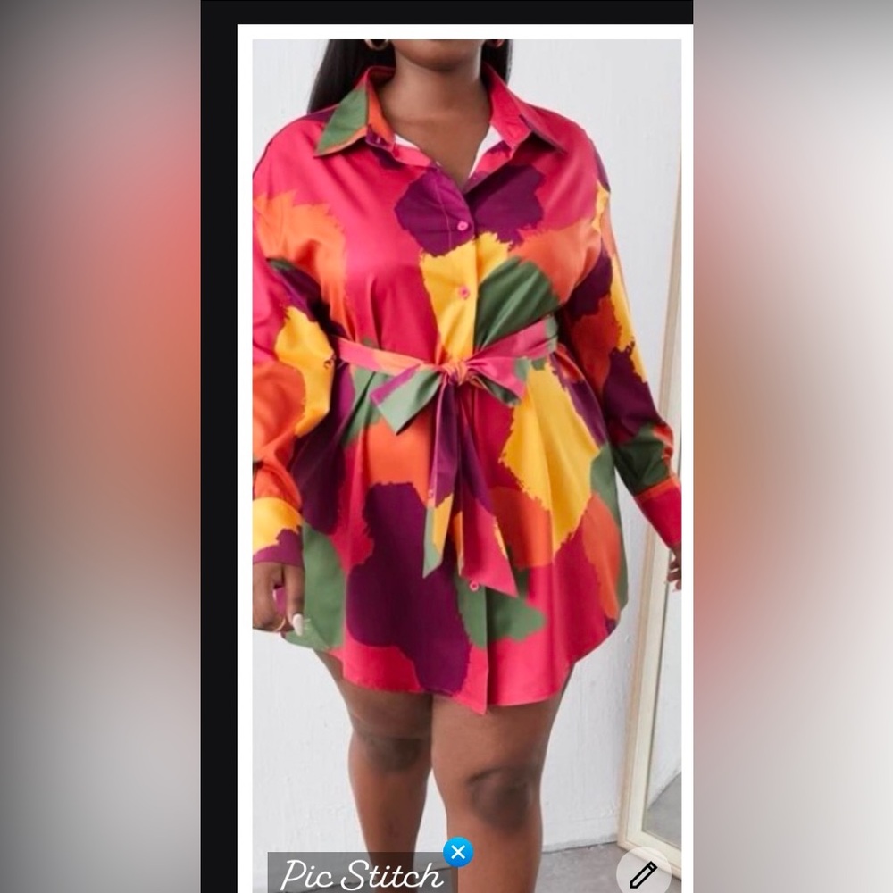 Vibrant Multicolor Button-Up Dress